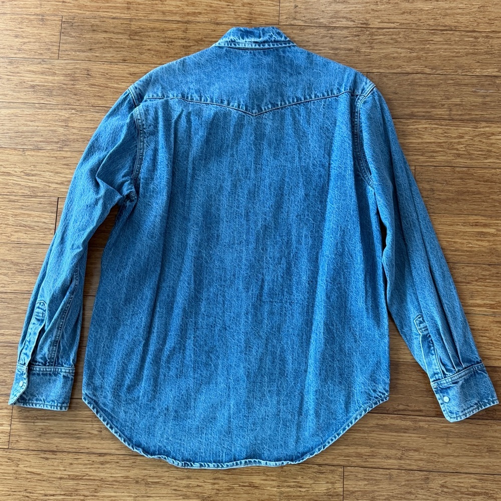 Bally Men’s Western Denim Shirt, Metal Collar Tip Detail, Size M/ IT48 - Picture 2 of 11